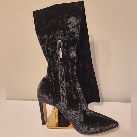 Jimmy Choo black Velvet over the knees heeled boots size (43) fits like US 10.5 - Picture 4 of 5